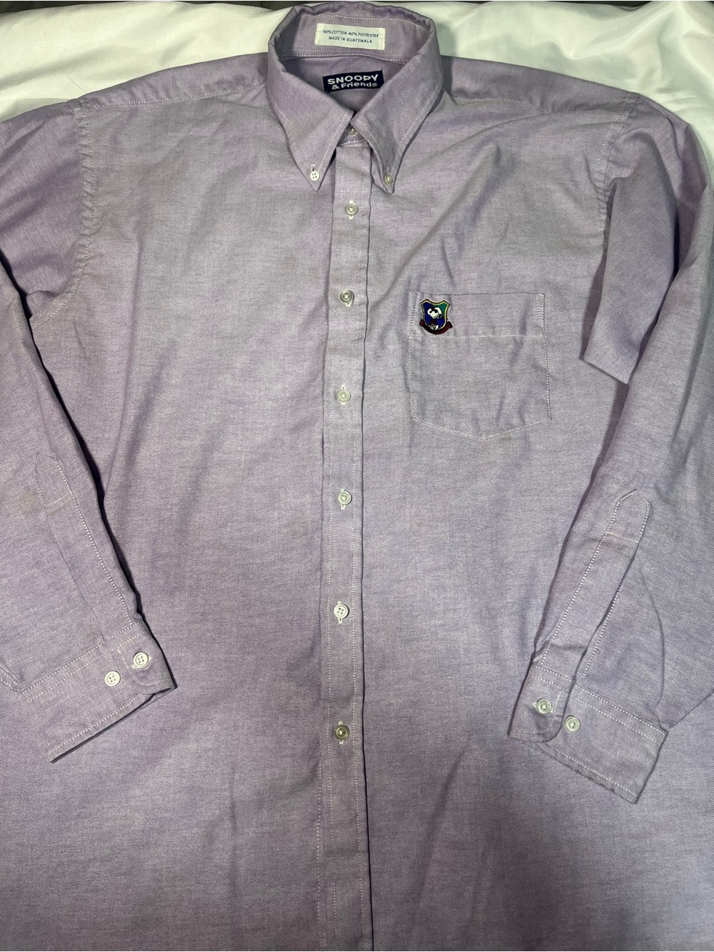 Vintage Peanuts Snoopy & Friends Shirt Mens 16 Button Down Purple Size 34/35
